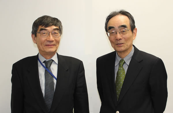 元・気候変動担当大使の西村六善さん（右）と、一般財団法人環境イノベーション情報機構理事長の大塚柳太郎（左）。