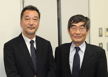東京大学大気海洋研究所副所長・教授の木本昌秀さん（左）と、一般財団法人環境イノベーション情報機構理事長の大塚柳太郎（右）。