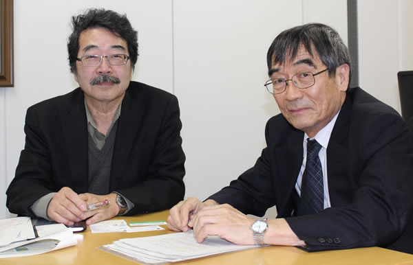 東京大学名誉教授の福代康夫さん（左）と、一般財団法人環境イノベーション情報機構理事長の大塚柳太郎（右）。