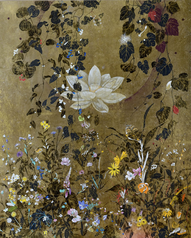 健気でたくましい草花たち88種(162×130cm)